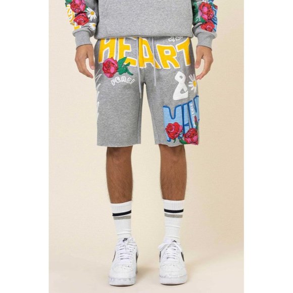 FIRST ROW CASUAL PANTS SHORT SUMER FLOWER PUFF PRINT SHORT - Picture 1 of 9